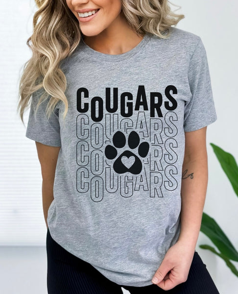 Cougars Stacked Paw w/ heart