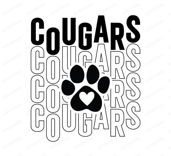 YOUTH Cougars Stacked Paw w/ heart