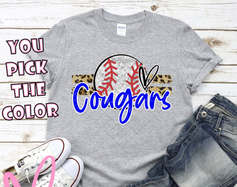 YOUTH Cougars Baseball Faux Glitter - Cougars will be in Purple 💜