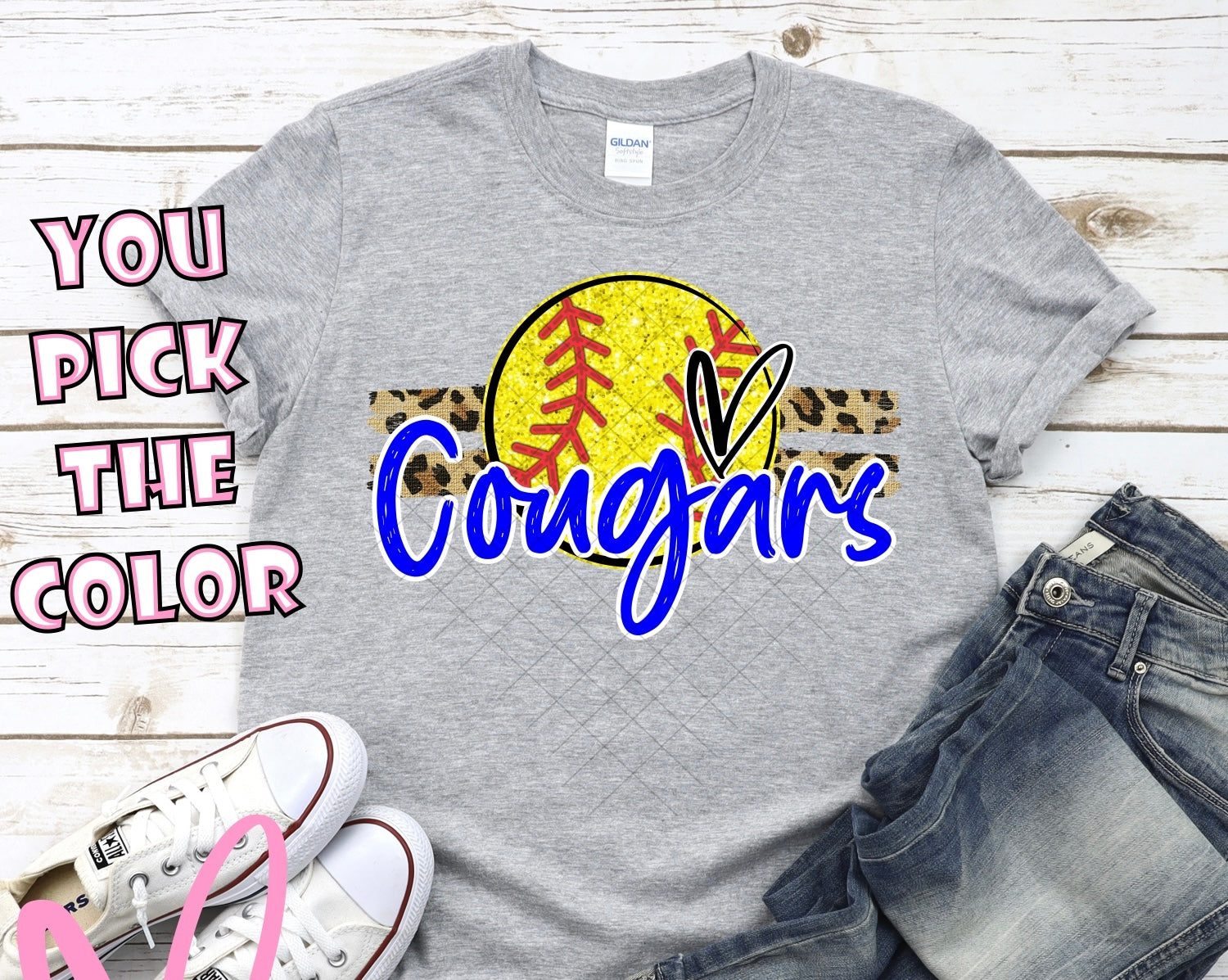 YOUTH Cougars Softball Faux Glitter  - Cougars will be in Purple 💜