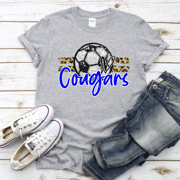 YOUTH Cougars Soccer Faux Glitter- Cougars will be in Purple 💜