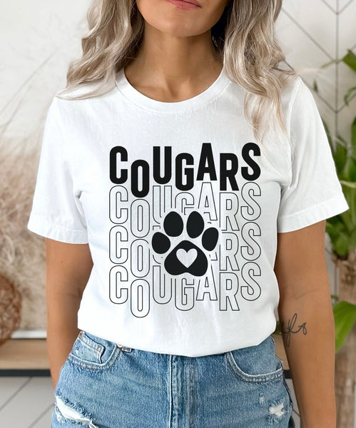 YOUTH Cougars Stacked Paw w/ heart