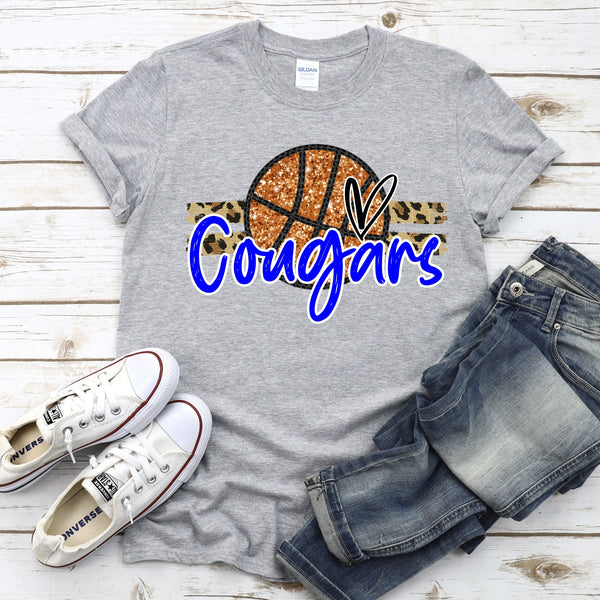 YOUTH Cougars Basketball Faux Glitter  - Cougars will be in Purple 💜