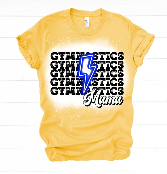 Gymnastics Mama Repeat - Blue Bolt BLEACHED