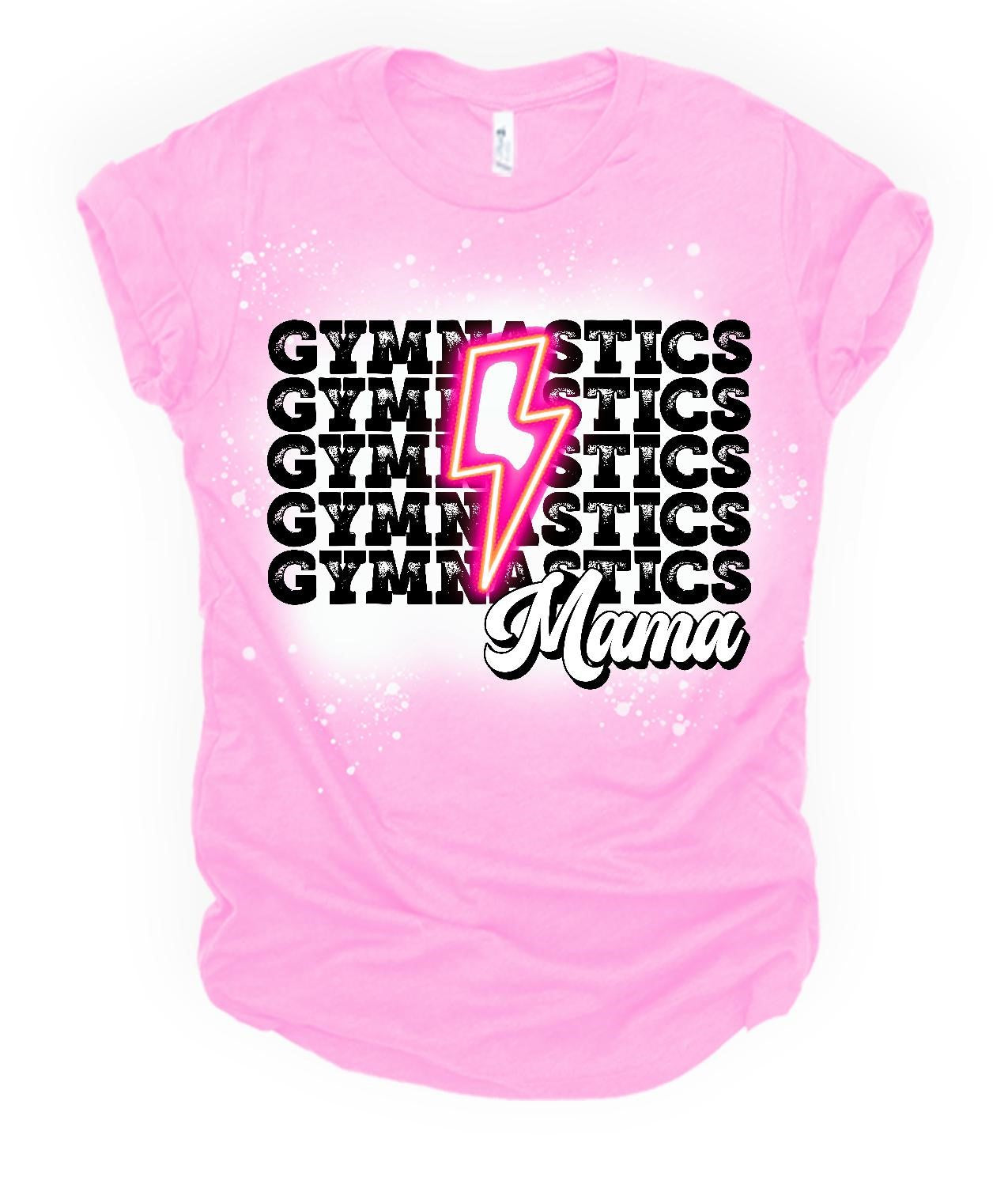 Gymnastics Mama Repeat - Pink Bolt BLEACHED