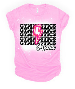 Gymnastics Mama Repeat - Pink Bolt BLEACHED