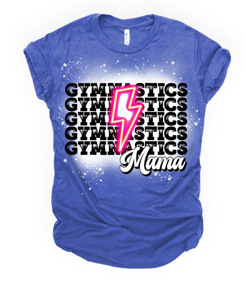 Gymnastics Mama Repeat - Pink Bolt BLEACHED