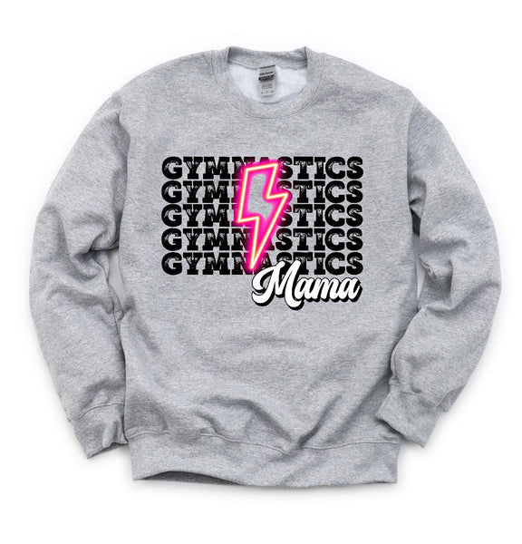 Gymnastics  Mama Repeat - Neon Pink Bolt - Sweatshirt